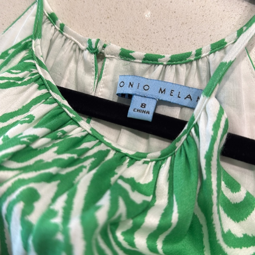 NWT Antonio Melani Green White Lined Dress Size 8 - Picture 9 of 11